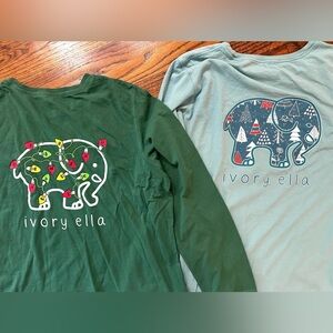 2 Ivory Ella Christmas Holiday Winter Long Sleeve Shirts XL